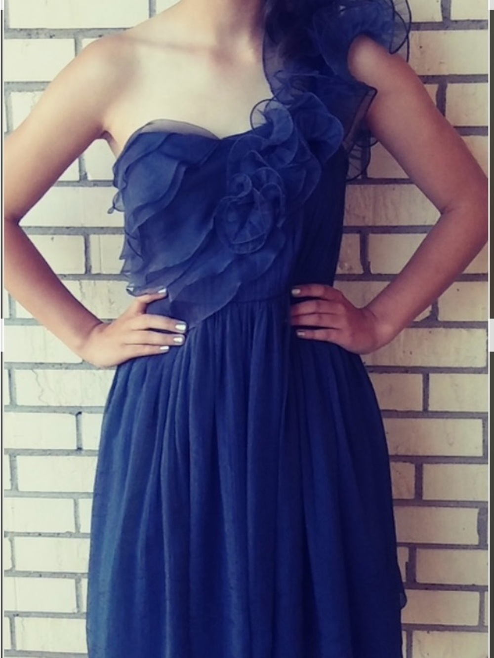 BCBGeneration one shoulder Organza Ruffle dress
